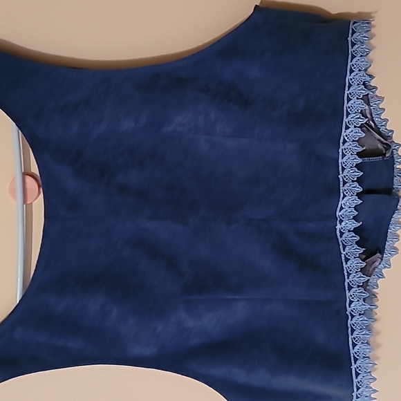 Vintage 100% cotton velour blue skirt and vest - Picture 9 of 9